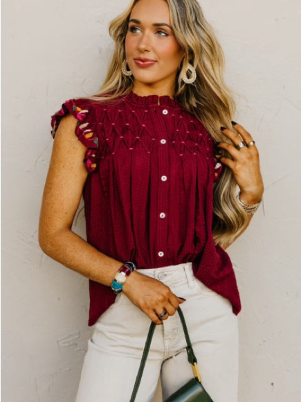 The Zayla Embroidered Flutter Top